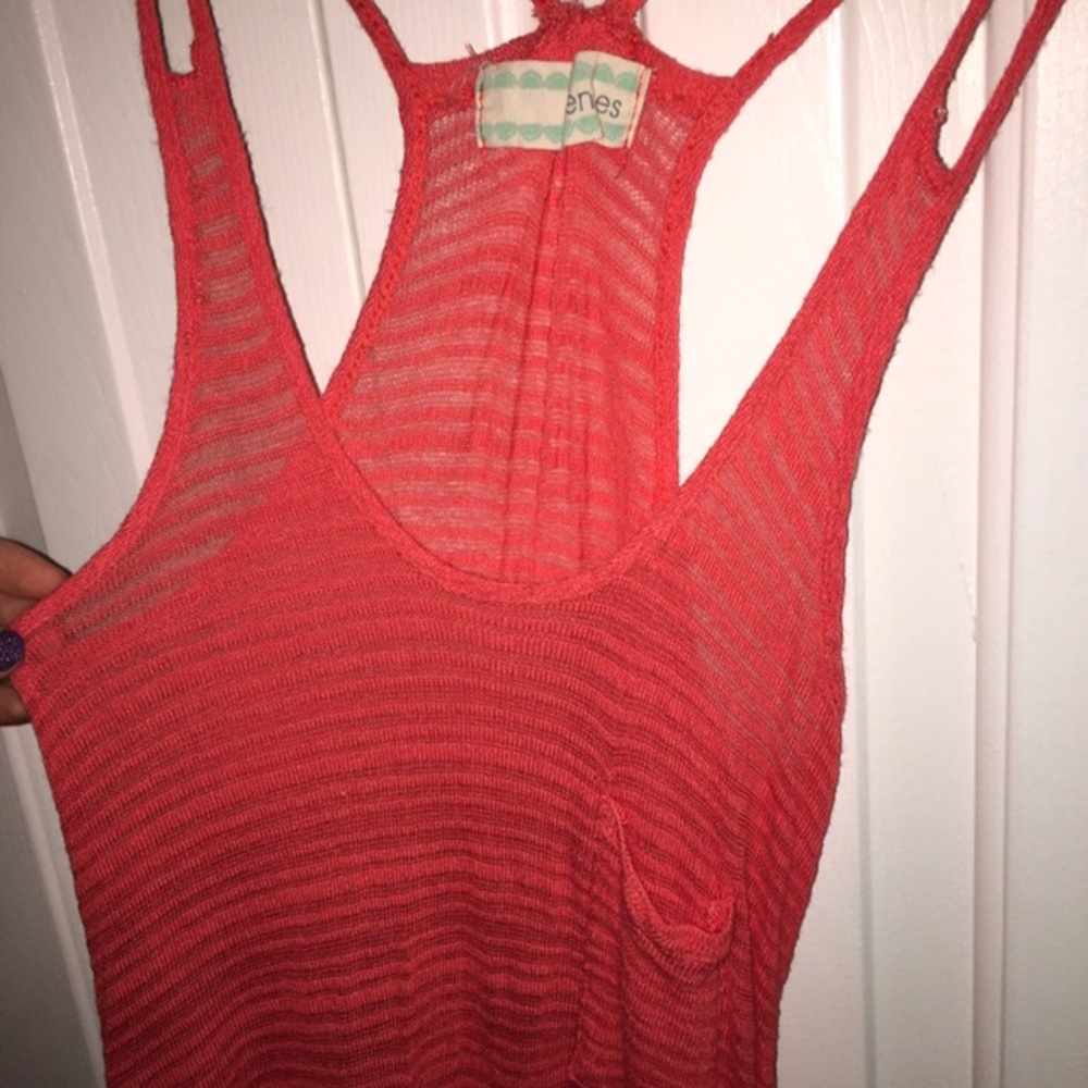 See-through red tank top